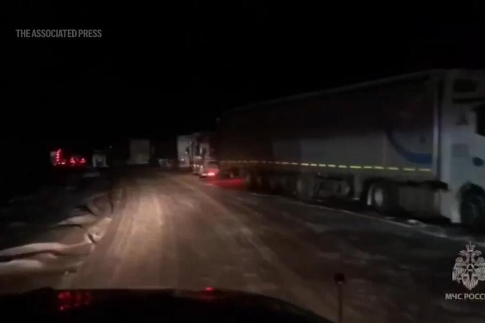 Russia highway faces massive traffic jam after snowfall